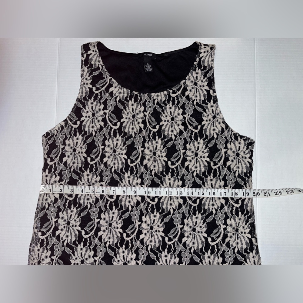 Alfani Black Tank Top with Cream Lace Overlay - Picture 6 of 9